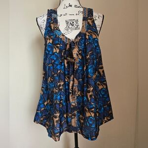 Plenty By Tracy Reese Silk Top Womens S Sleeveless Flowy Oversized Floral